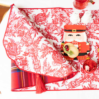 8 Oak Lane Gifts Nutcracker Toile Reversible Tassel Table Runner