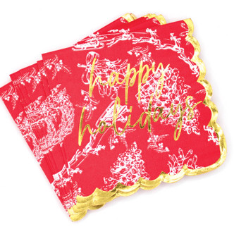 8 Oak Lane Gifts Red Toile Paper Beverage Napkin Packs