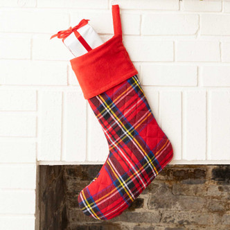 8 Oak Lane Red Plaid Quilted Stocking
