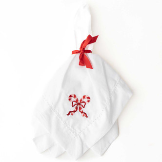 8 Oak Lane Gifts Candy Cane Embroidered Dinner Napkin