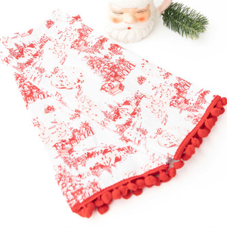 8 Oak Lane Gifts Santa Toile PomPom Kitchen Towel Set
