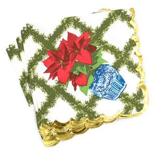8 Oak Lane Gifts Poinsettias Paper Beverage Napkin Packs