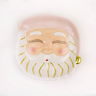 8 Oak Lane Pink Santa Dessert Plate