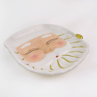 8 Oak Lane Gifts White Santa Dessert Plate