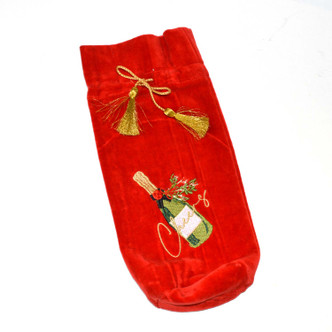 8 Oak Lane Gifts Champagne Embroidered Red Wine Bag