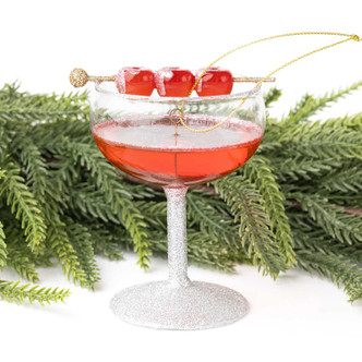 Dirty Shirley Cocktail Glass Christmas Ornament