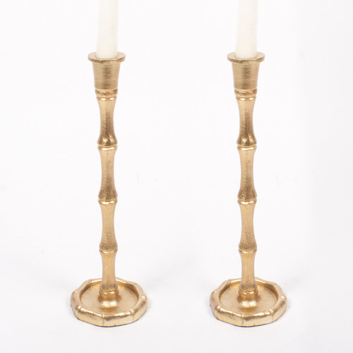 8 Oak Lane Accents Gold Bamboo Candlestick Set - Large