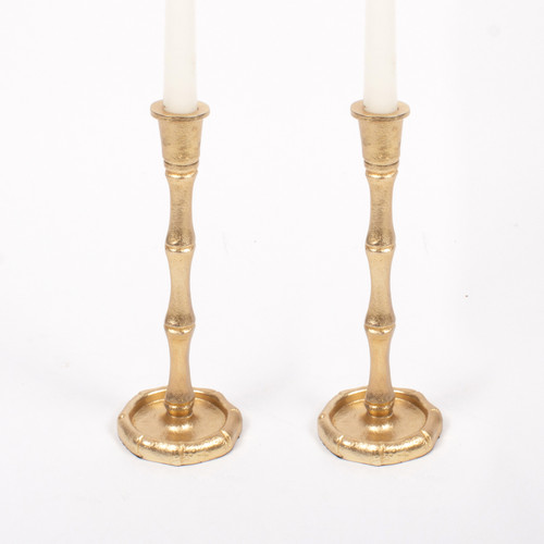8 Oak Lane Accents Gold Bamboo Candlestick Set - Small