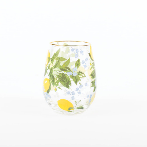 8 Oak Lane Lemon Floral Stemless Wine Glass