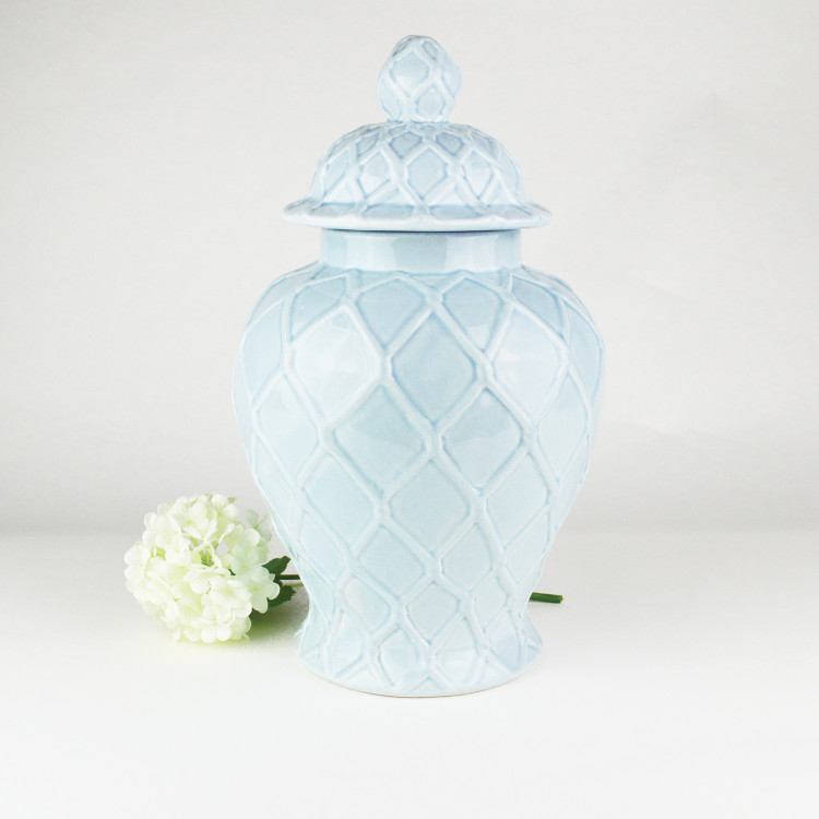 Blue Extra Large Textured Ginger Jar - 8 Oak Lane