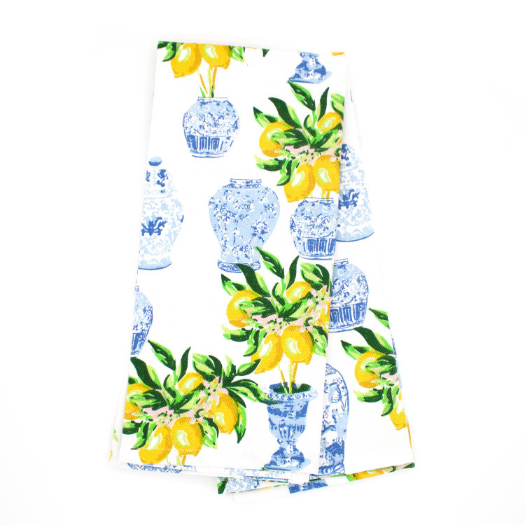 8 Oak Lane 2pc Kitchen Towel Set- Lemon Ginger