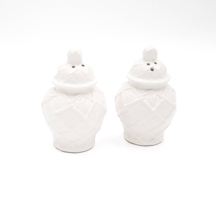 8 Oak Lane Boxed Salt & Pepper Set- White Ginger Jar