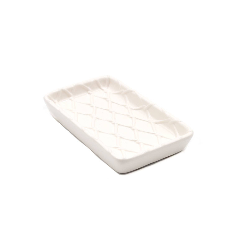 8 Oak Lane Cermaic Textured Soap Dish- White