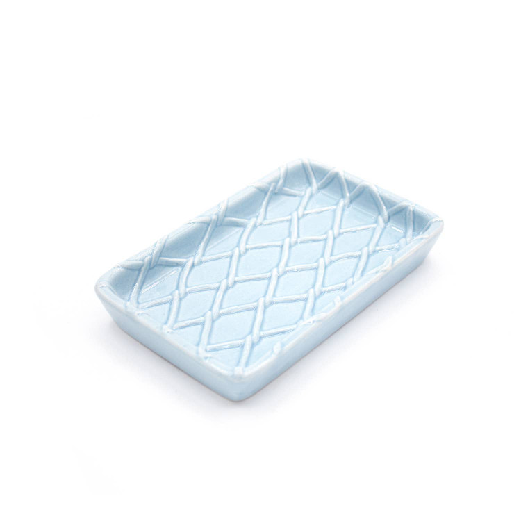 8 Oak Lane Cermaic Textured Soap Dish- Blue