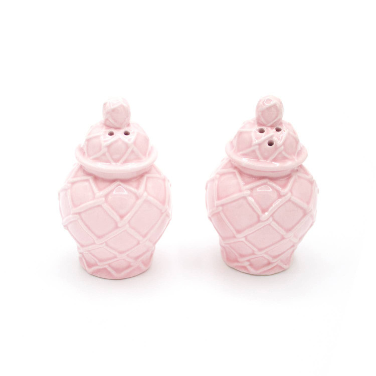 8 Oak Lane Boxed Salt & Pepper Set- Pink Ginger Jar