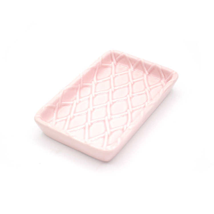 8 Oak Lane Cermaic Textured Soap Dish- Pink
