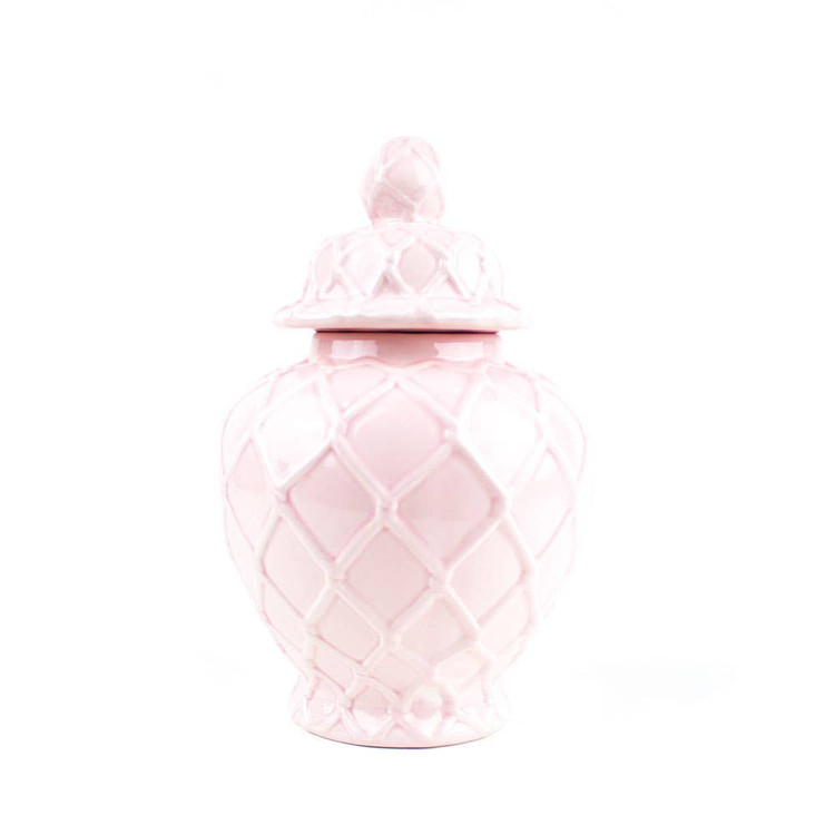 8 Oak Lane Ginger Jar - Large- Pink Textured