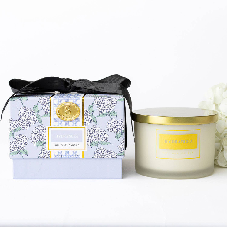 8 Oak Lane Hydrangea 3-Wick Boxed Soy Wax Candle