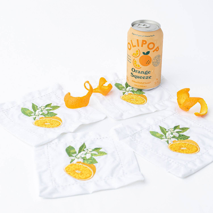 8 Oak Lane Orange Blossom Embroidered Cocktail Napkin Set