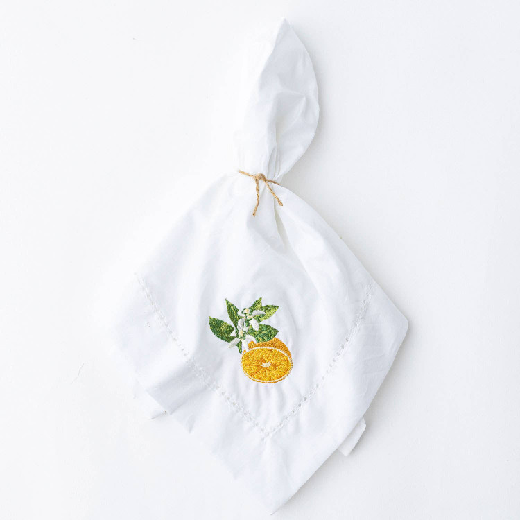 8 Oak Lane Orange Blossom Embroidered Dinner Napkin