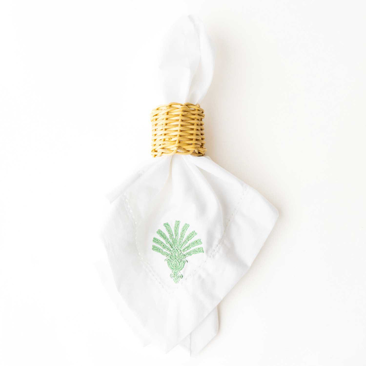 8 Oak Lane Deco Palm Embroidered Dinner Napkin