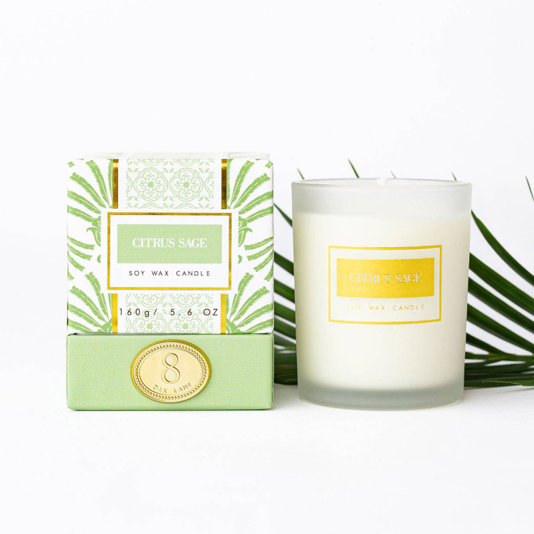 8 Oak Lane Citrus Sage 5.6oz Soy Wax Candle