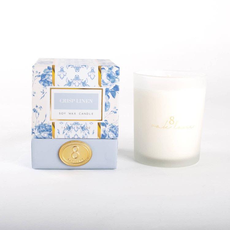 8 Oak Lane Crisp Linen 5.6oz Soy Wax Candle