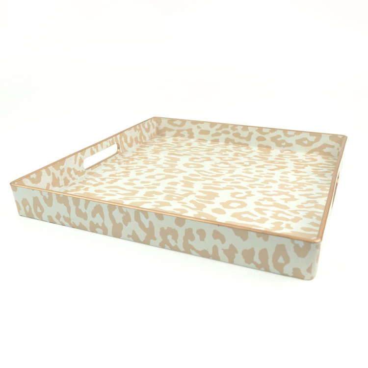 8 Oak Lane Natural Leopard Square Tray