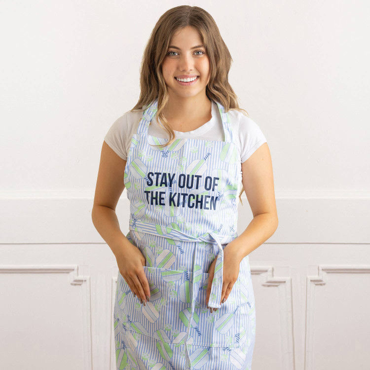 8 Oak Lane Blue Pickleball Stripe Apron
