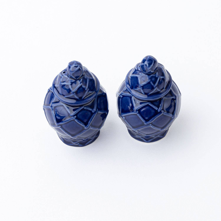 8 Oak Lane AE4Navy Textured Jar Salt & Pepper Shaker Boxed Set