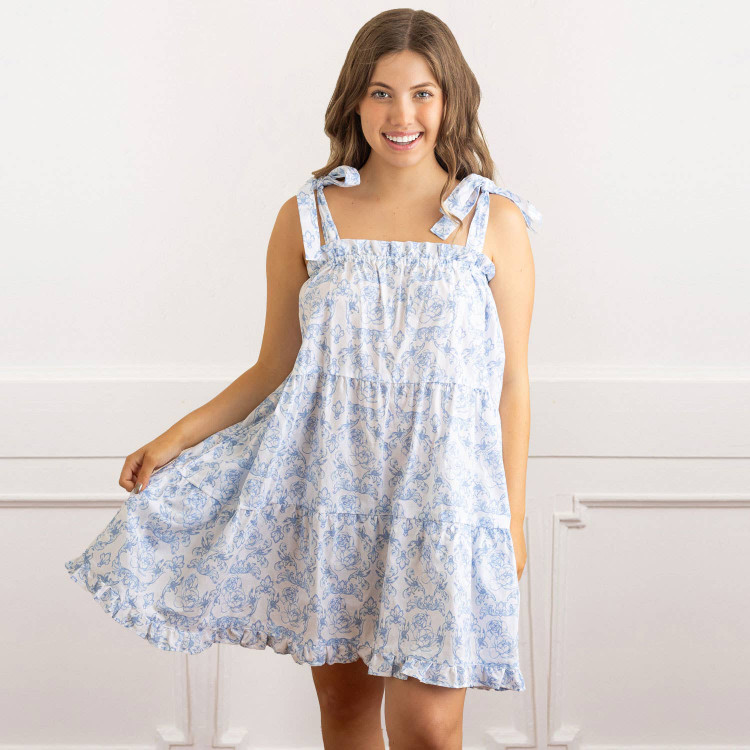 8 Oak LaneFrench Rose Tie Top Ruffle Dress