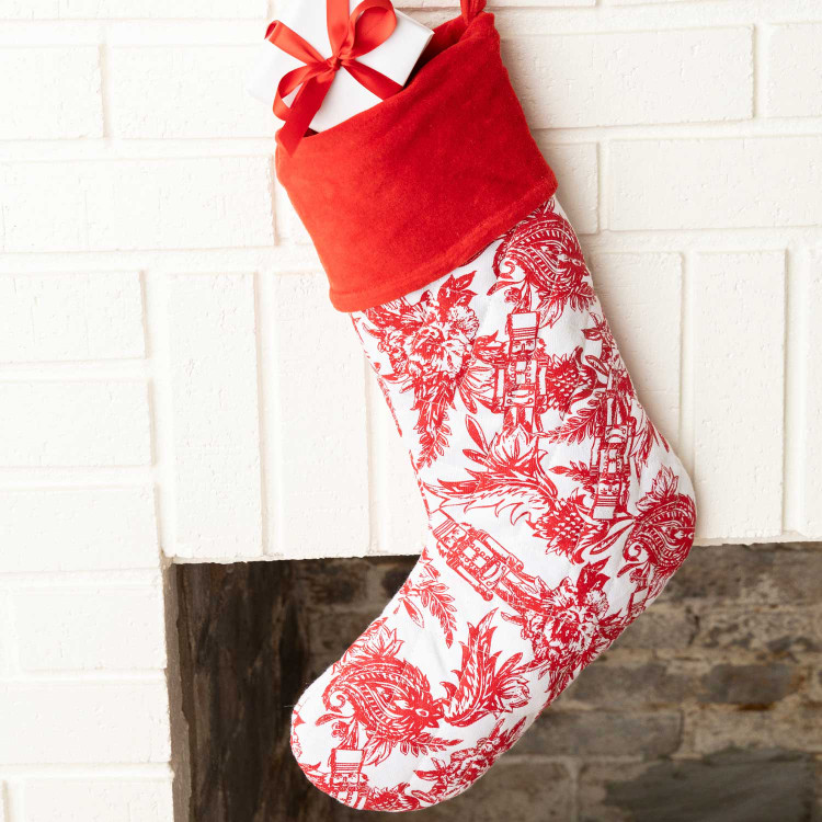 8 Oak Lane Nutcracker Toile Quilted Stocking