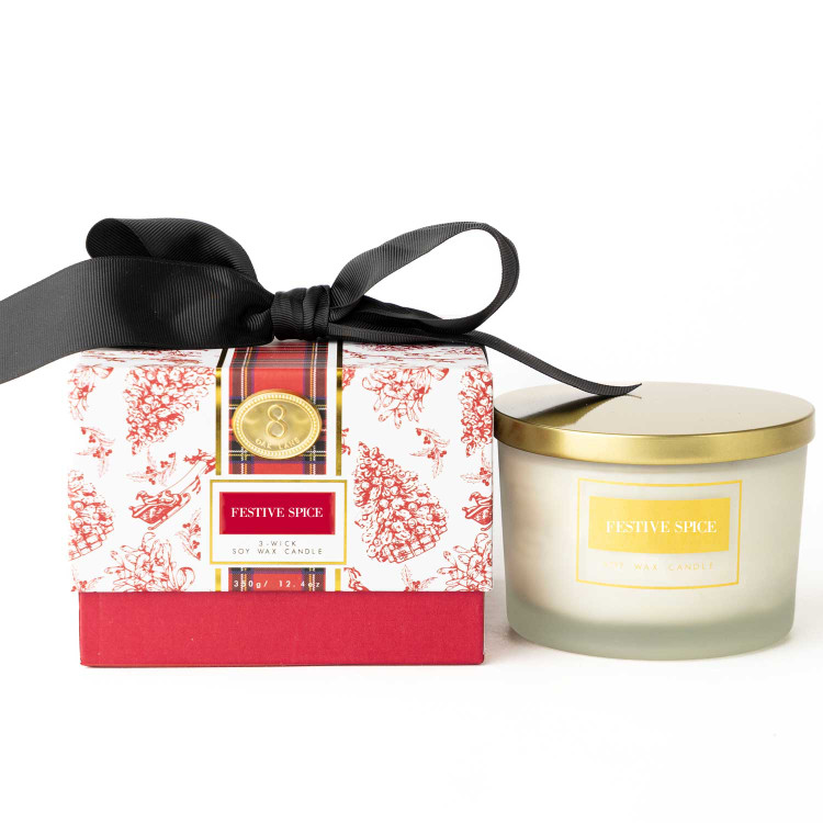 8 Oak Lane Festive Spice 3-Wick Boxed Soy Wax Candle
