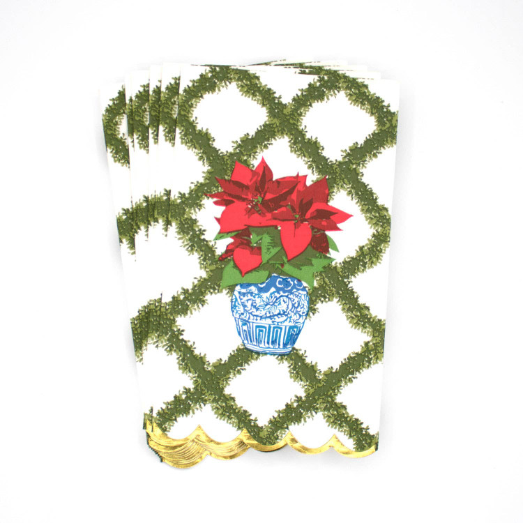 8 Oak Lane Poinsettias Paper Guest Towel Packs
