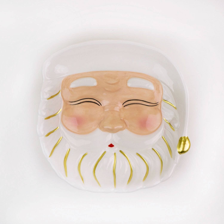 8 Oak Lane White Santa Dessert Plate