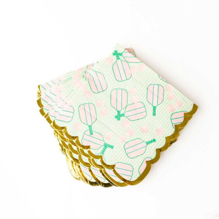 8 Oak Lane Pickleball Stripe Paper Beverage Napkin Packs