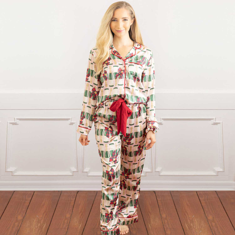 8 Oak Lane Fizz the Season Satin Pant PJ Set
