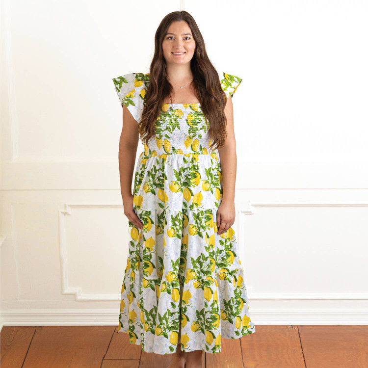 8 Oak Lane Lemonade Smocked Flutter Sleeve Dress