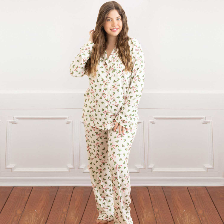 Jingle Bow Toile Long Pajama Set