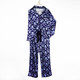 8 Oak Lane Gifts Navy Fan Luxe Satin Pant PJ Set