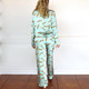 8 Oak Lane Sage Leopard Satin Pant PJ Set (EH208SAG)