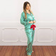 8 Oak Lane Green Stripe Satin Pant PJ Set