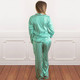 8 Oak Lane Green Stripe Satin Pant PJ Set