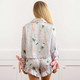 Image of 8 Oak Lane Champagne Stripe Satin Ruffle Short PJ Set