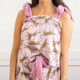Image of 8 Oak Lane Lavender Leopard Tie Top Satin Ruffle Short PJ Set