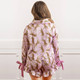 Image of 8 Oak Lane Lavender Leopard Satin Ruffle Short PJ Set