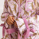 Detail of 8 Oak Gifts Lavender Leopard Satin Ruffle Short PJ Set