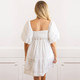 Detail of 8 Oak Gifts White Eyelet Puff Sleeve Smocked Dress