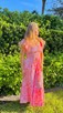 Detail of 8 Oak Gifts Sunset Toile Smocked Flutter Sleeve Dress