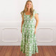 8 Oak LaneGreen Deco Palm Smocked Flutter Sleeve Dress